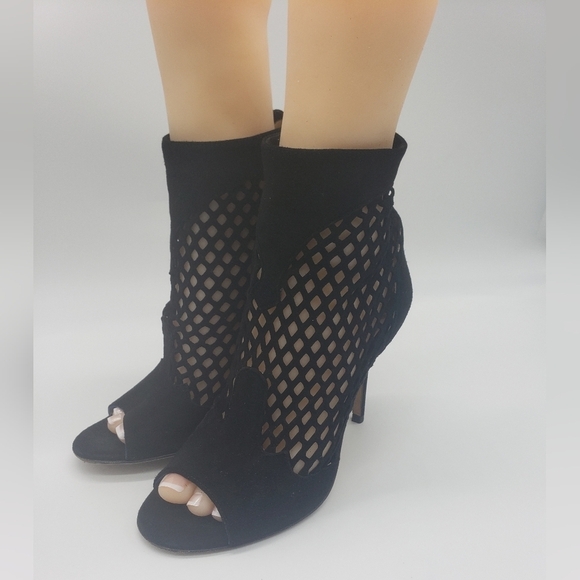 705- Jimmy Choo Women's Detroit Suede Peep Toe Open Bootie Made in Italy Sz 7.5 - Picture 2 of 13